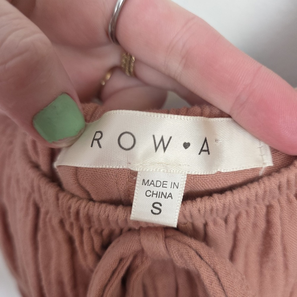 Row A Terra Cotta Muslin‎ Babydoll Cottagecore Milkmaid Mini Dress Size Small - Picture 2 of 6